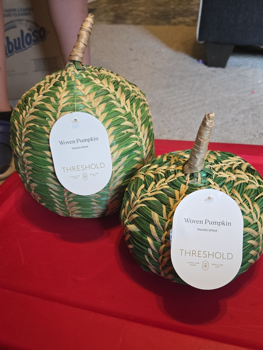 Threshold Green and Tan Woven Pumpkin Set 271-309